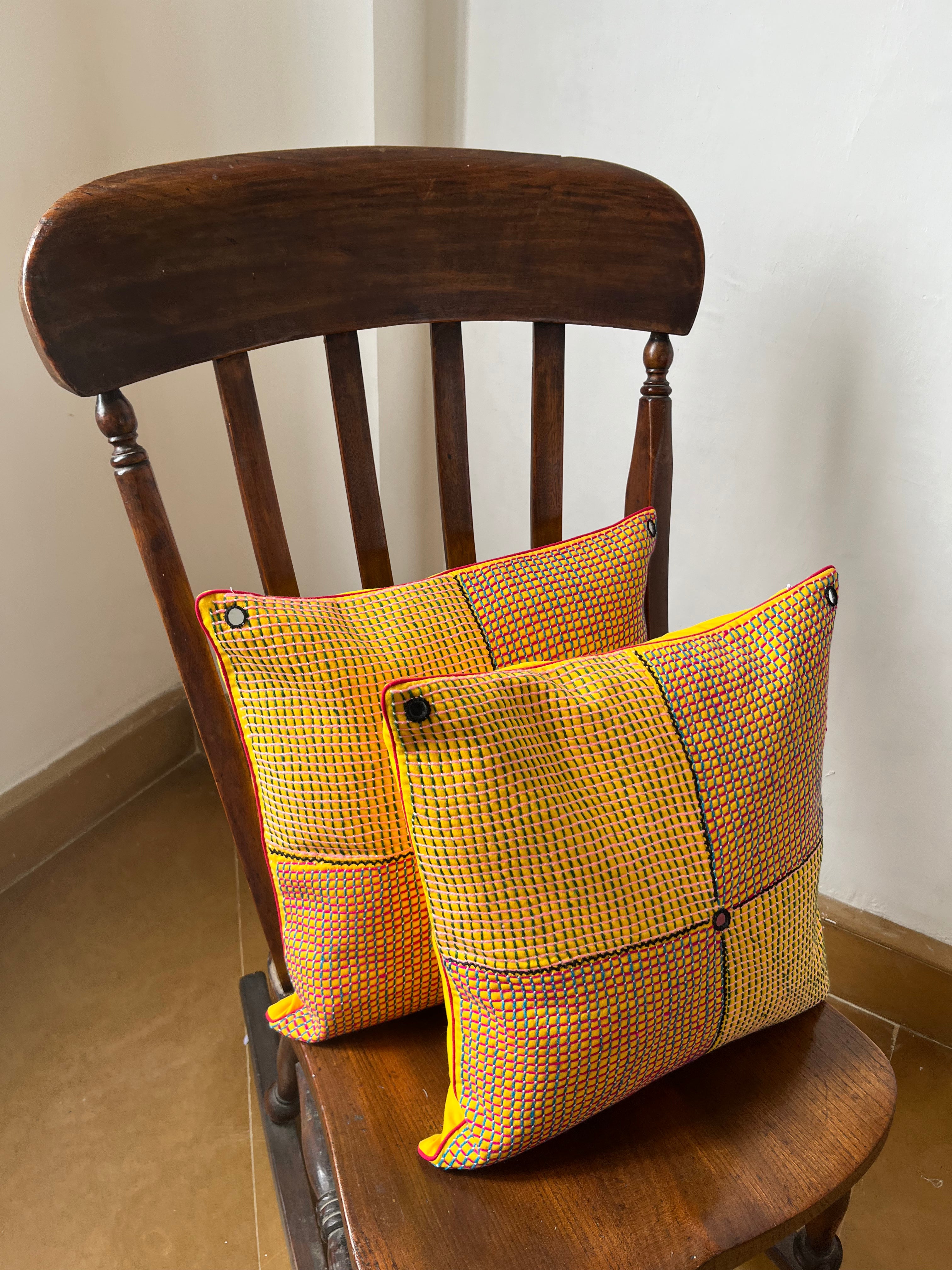 Doda Taga cushion Cover (Yellow) by Kalbelia