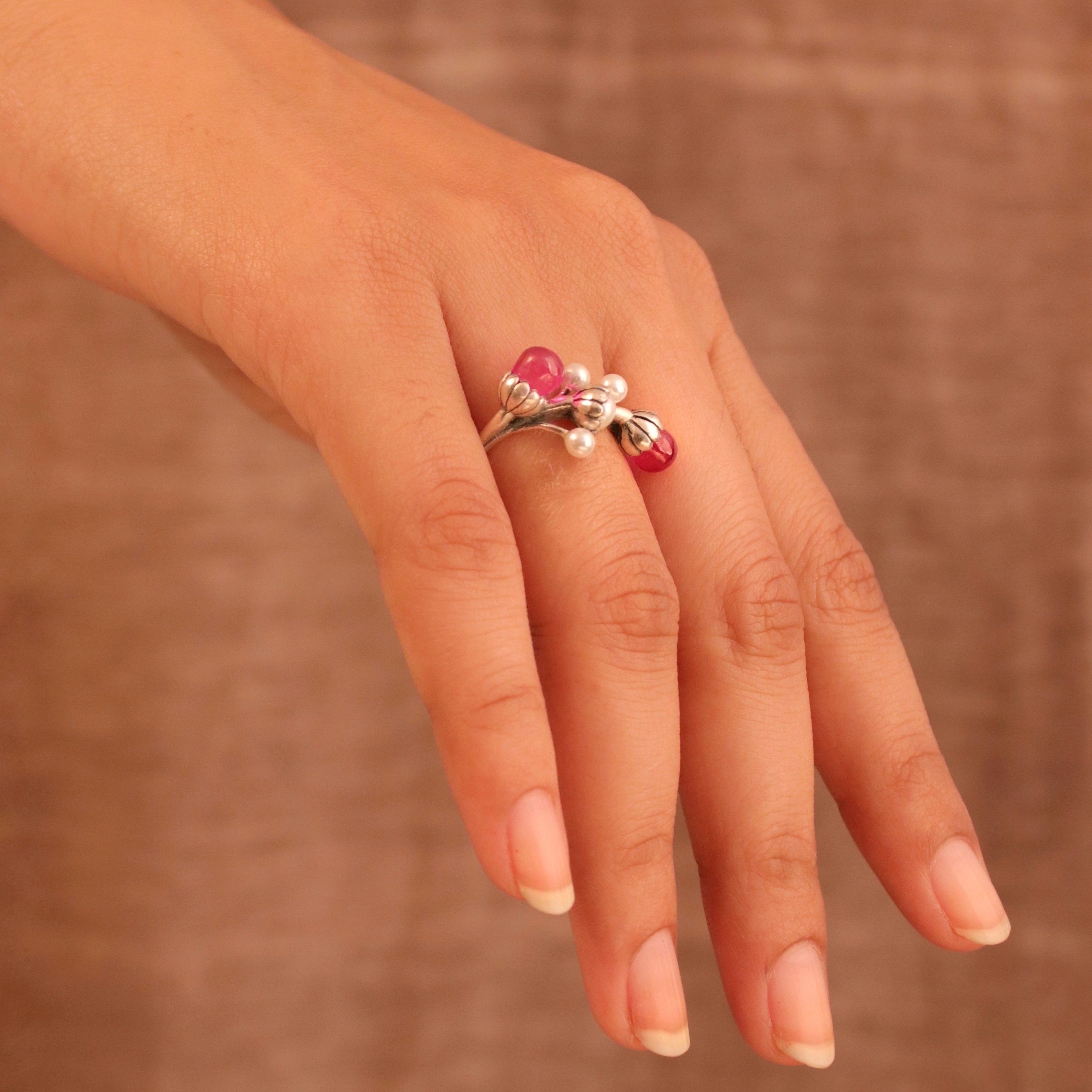 Gulabo Silver Finger Ring By MOHA