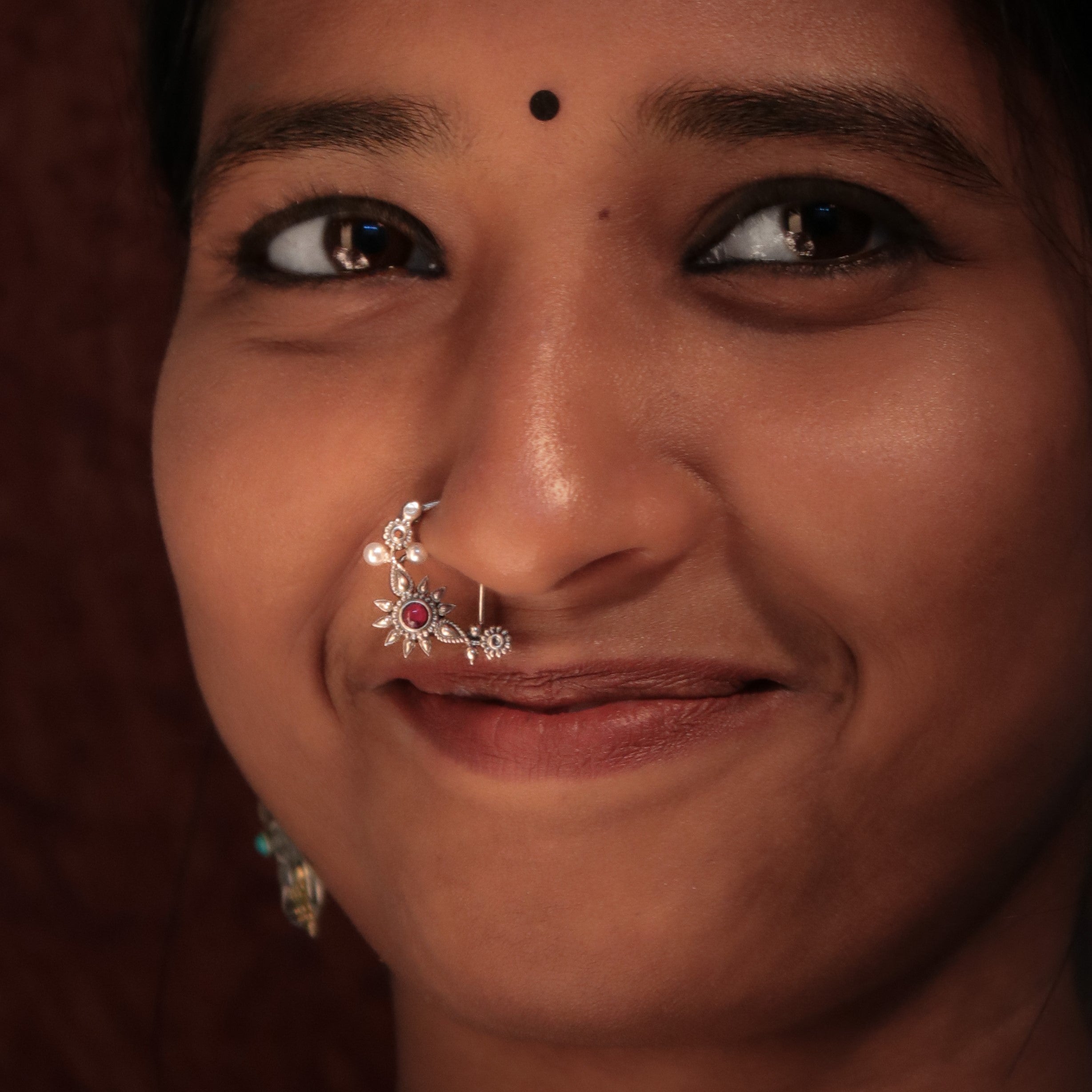 Gul Silver Nath/Nose Ring By Moha - Pierced Right