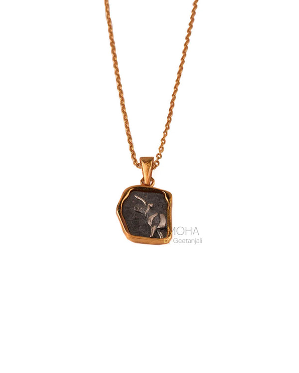 Indus Unicorn Silver Pendant with Chain Dual Toned by MOHA