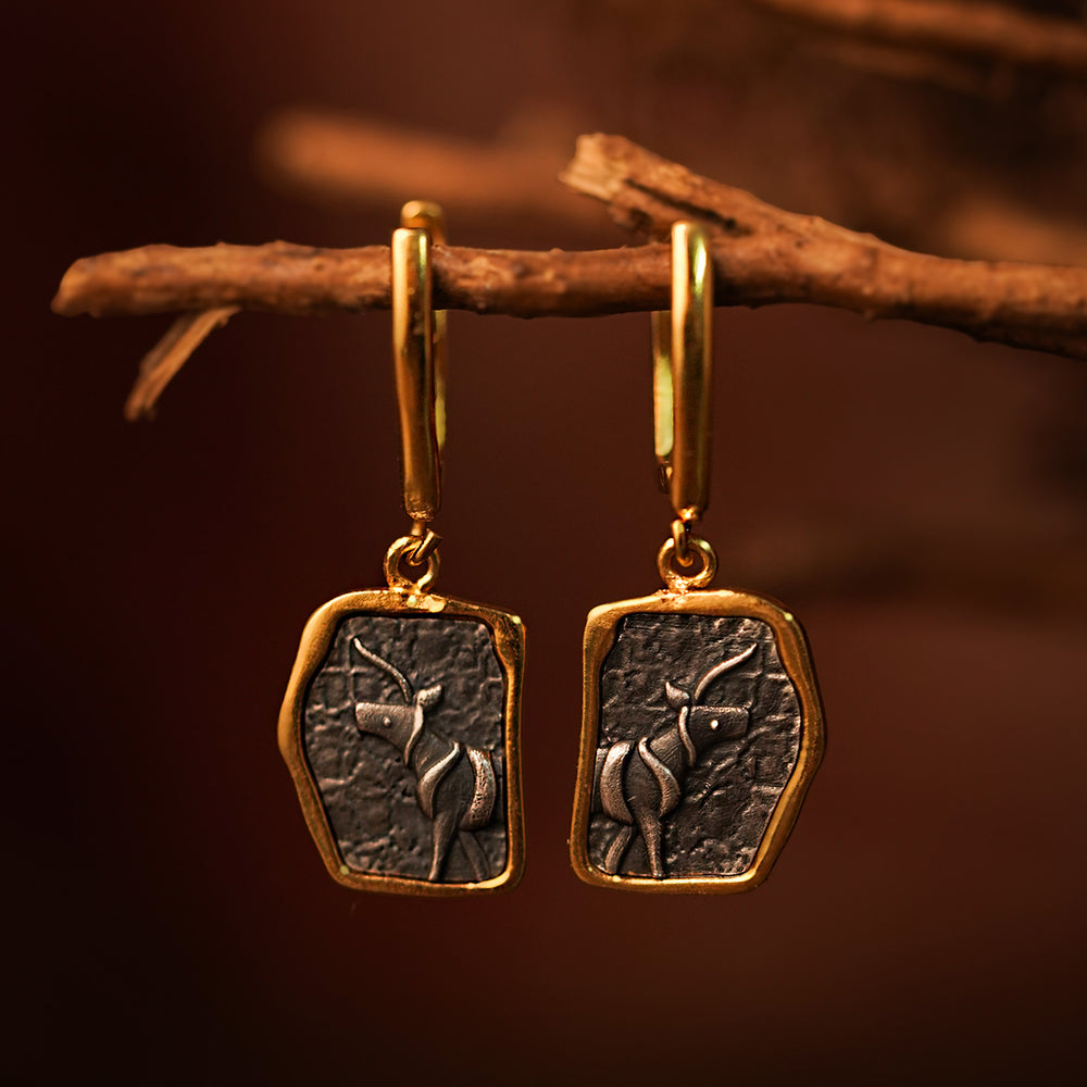 indus unicorn silver earrings dual toned by moha