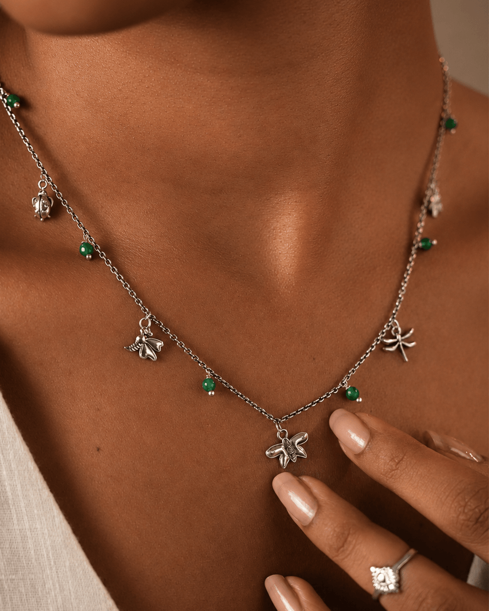 Insect Charms Silver Necklace (Small) by MOHA