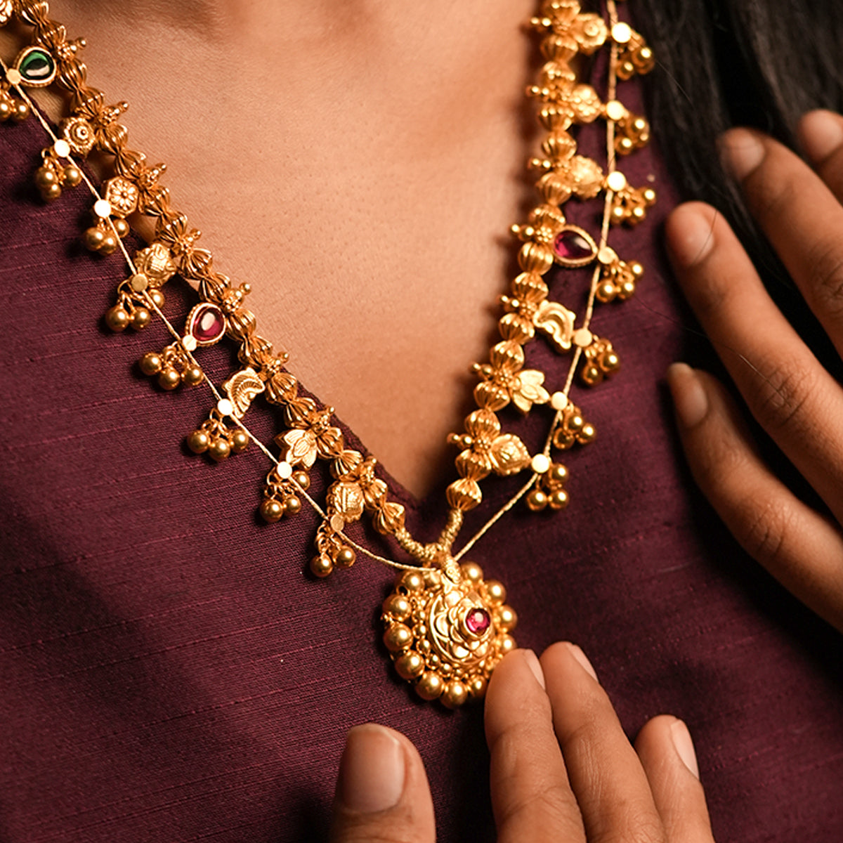 kolhapur saaj necklace gold plated by moha