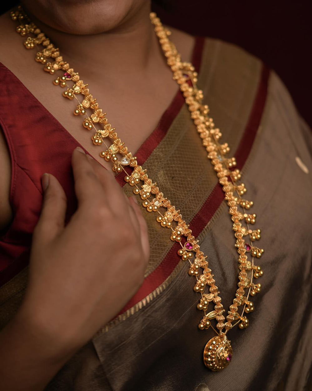 Kolhapur Saaj Necklace Gold plated by Moha (Big)