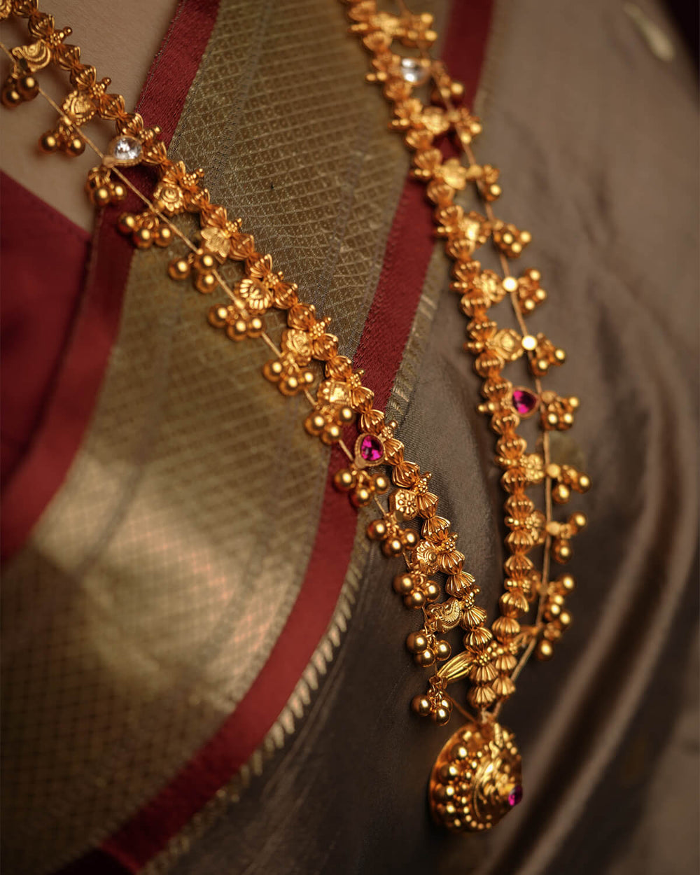 Kolhapur Saaj Necklace Gold plated by Moha (Big)