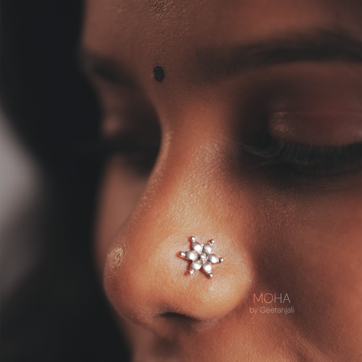 Kumud Silver Nosepin Pierced by MOHA