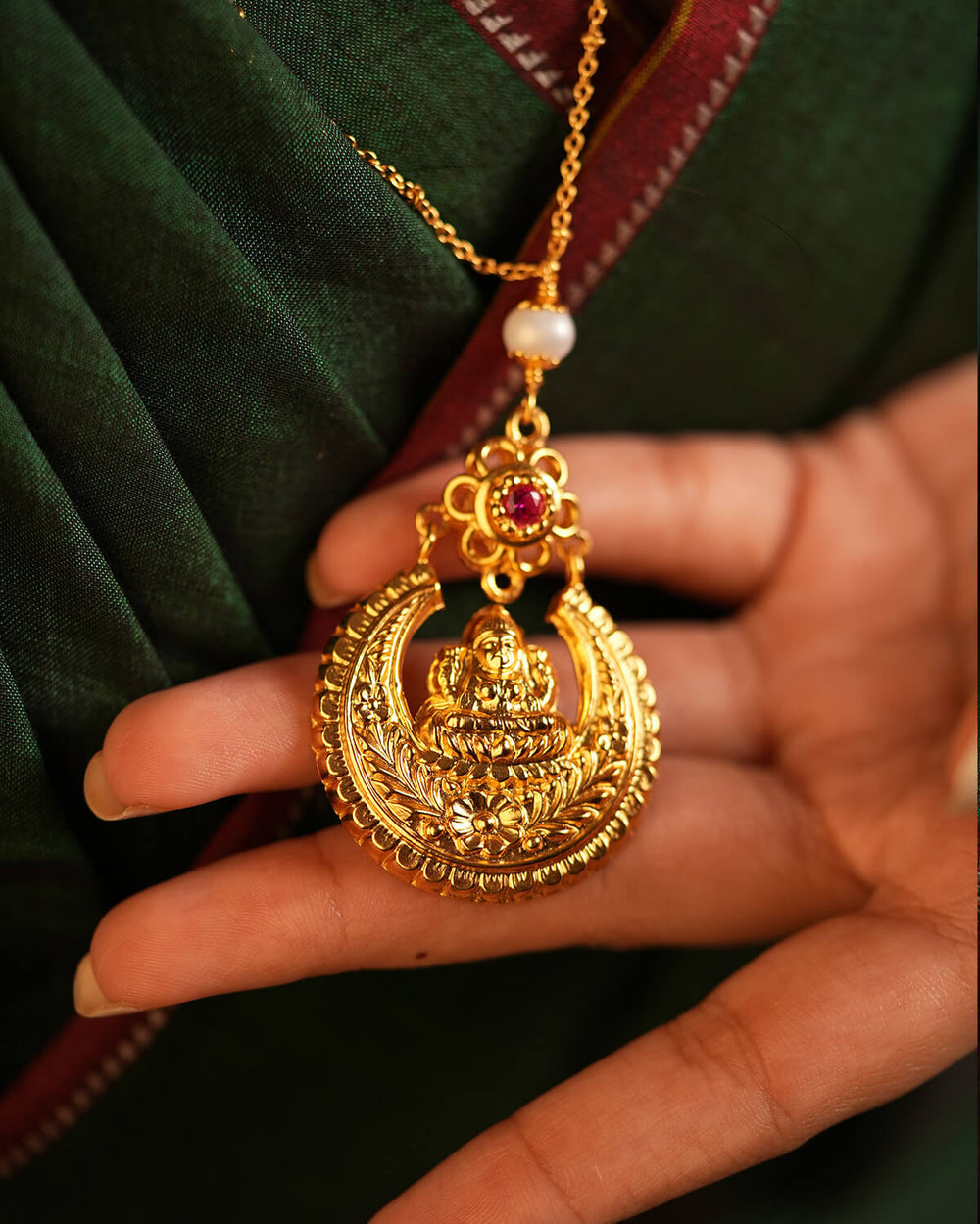 Lakshmi Silver Necklace by MOHA (Gold plated)
