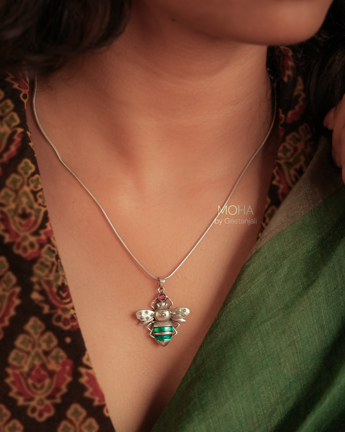 Madhu Silver Pendant with Chain by MOHA