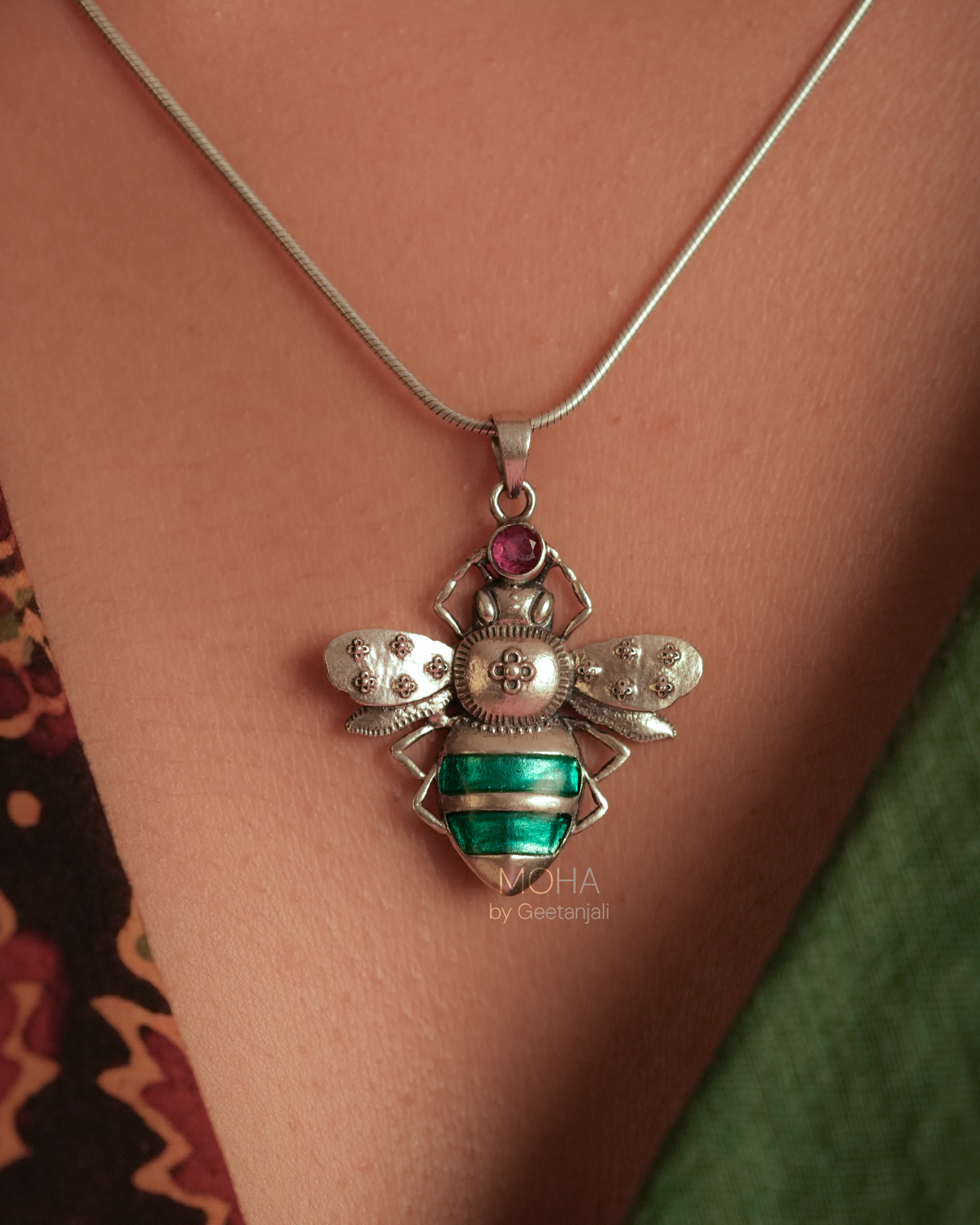 Madhu Silver Pendant with Chain by MOHA