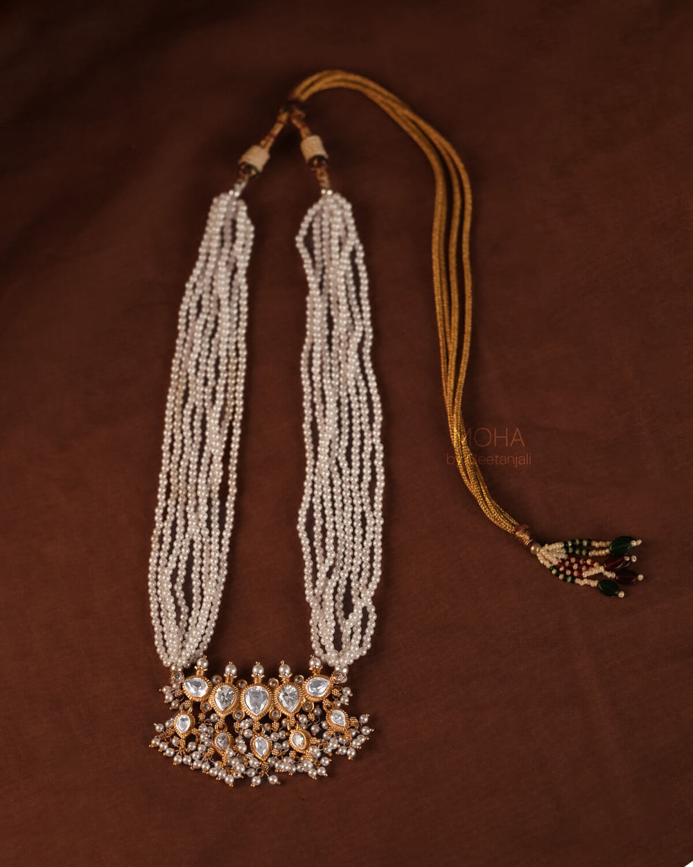 Maharashtrian Tanmani Silver Necklace (Pink) Gold Plated