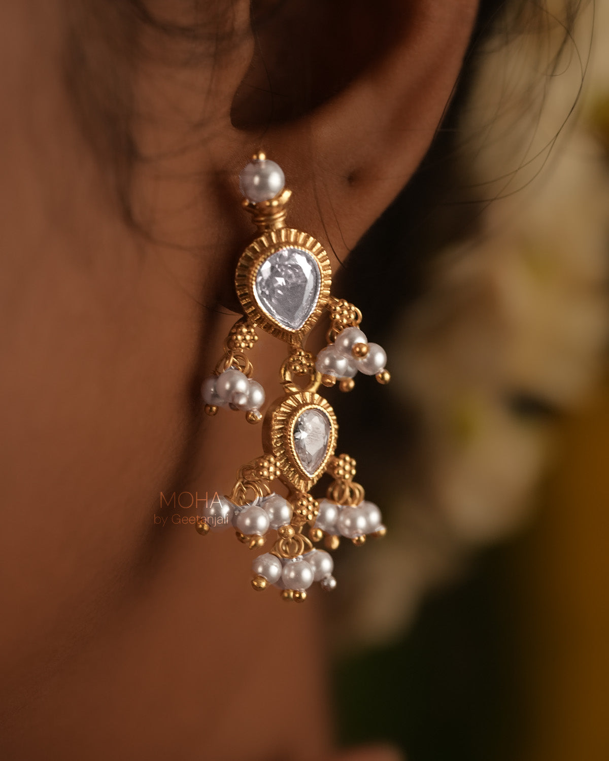 Maharashtrian Tanmani Silver Necklace (White) Gold Plated by Moha