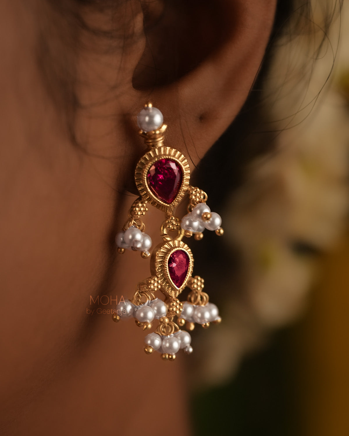 Maharashtrian Tanmani Silver Necklace (Pink) Gold Plated by MOHA