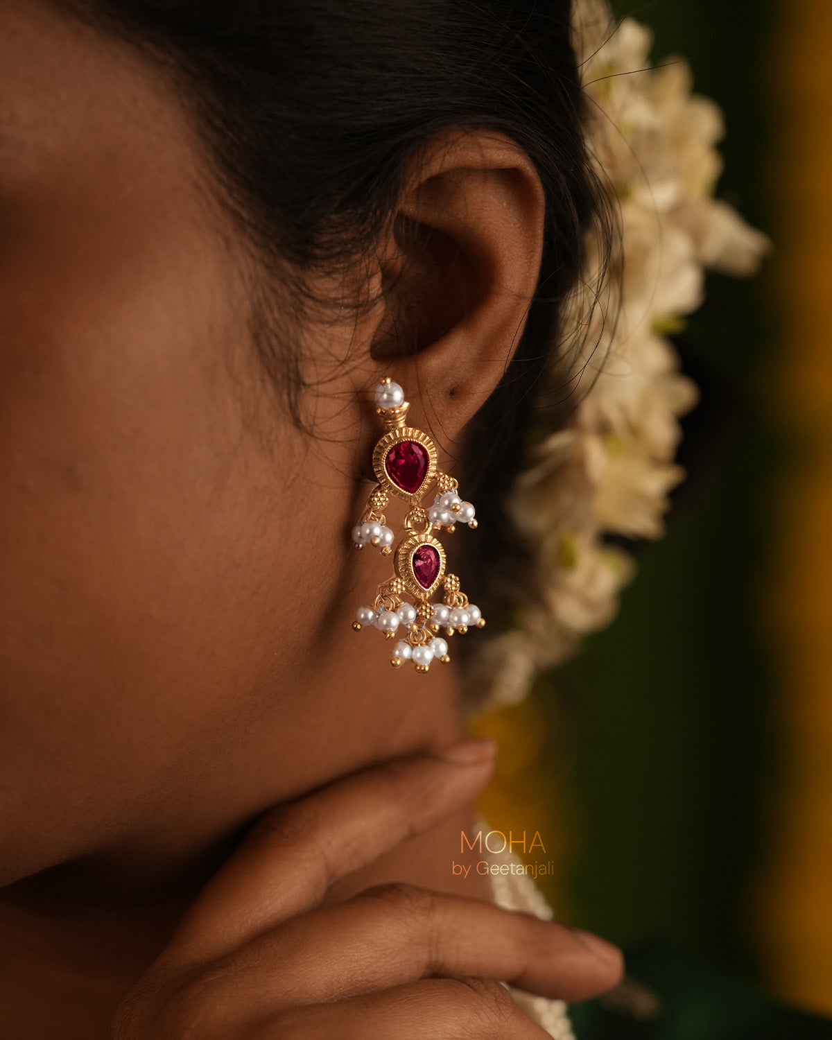 Maharashtrian Tanmani Silver Necklace (Pink) Gold Plated by MOHA