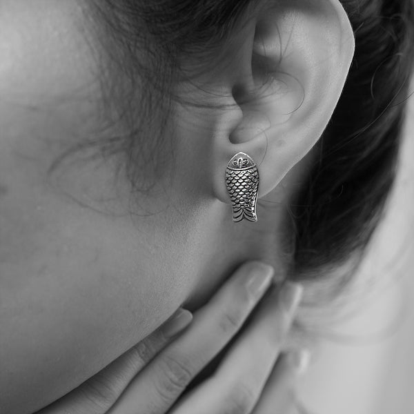 Mahaseer Silver Stud Earrings by MOHA