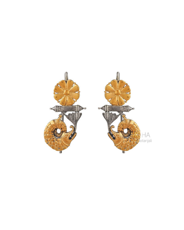 Makarakundala Silver Earrings by MOHA