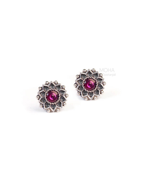 Mallika Silver Upperlobe Stud Earrings by Moha