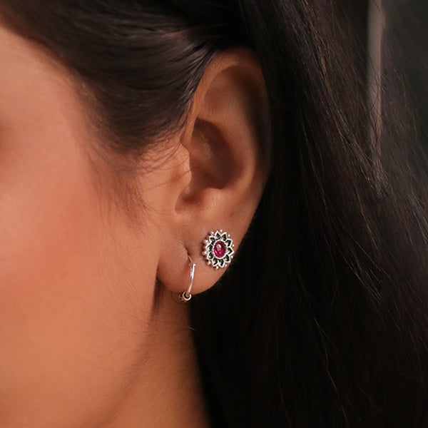 Mallika Silver Upperlobe Stud Earrings by Moha