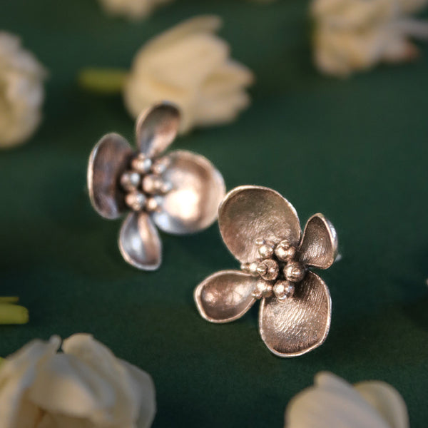 Maya Silver Stud Earrings by MOHA