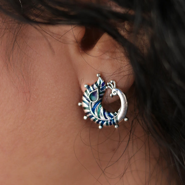 Mayurika Silver Stud Earrings by Moha