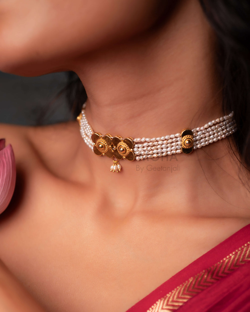 Meera Pearl Choker (Gold Plated) by MOHA