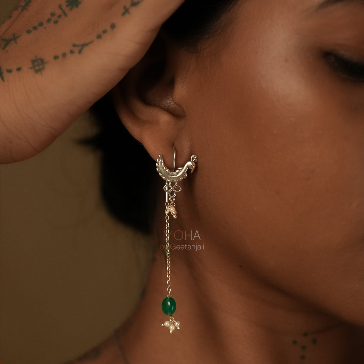 Mor Silver Sui Dhaga Earrings by MOHA