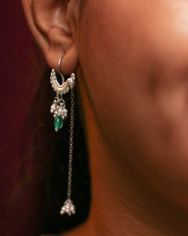 Mor Silver Sui Dhaga Earrings by MOHA