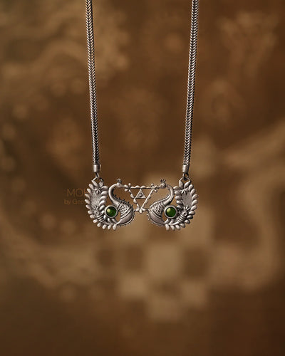 Morika Silver Necklace with green stone by MOHA