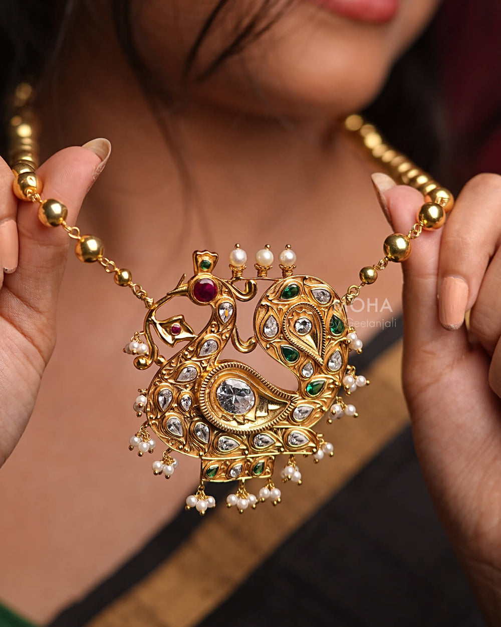 Morpankhi Tanmani Necklace Gold Plated by MOHA