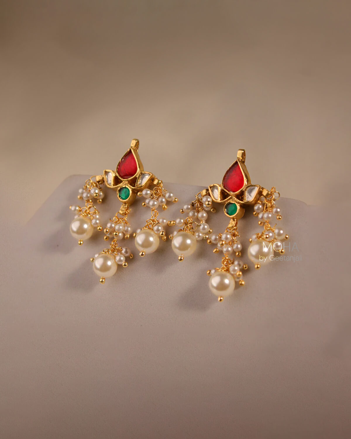 Moti Padma Silver Earrings By MOHA