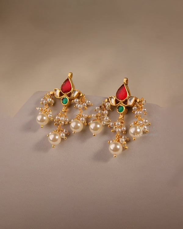 Moti Padma Silver Earrings By MOHA