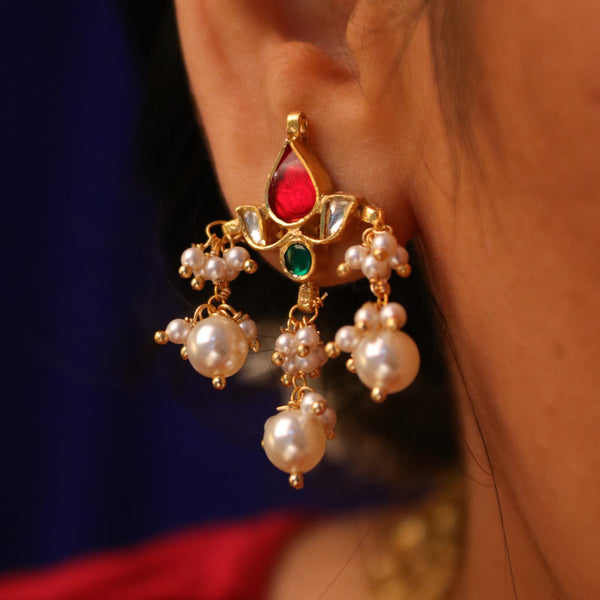Moti Padma Silver Earrings By MOHA