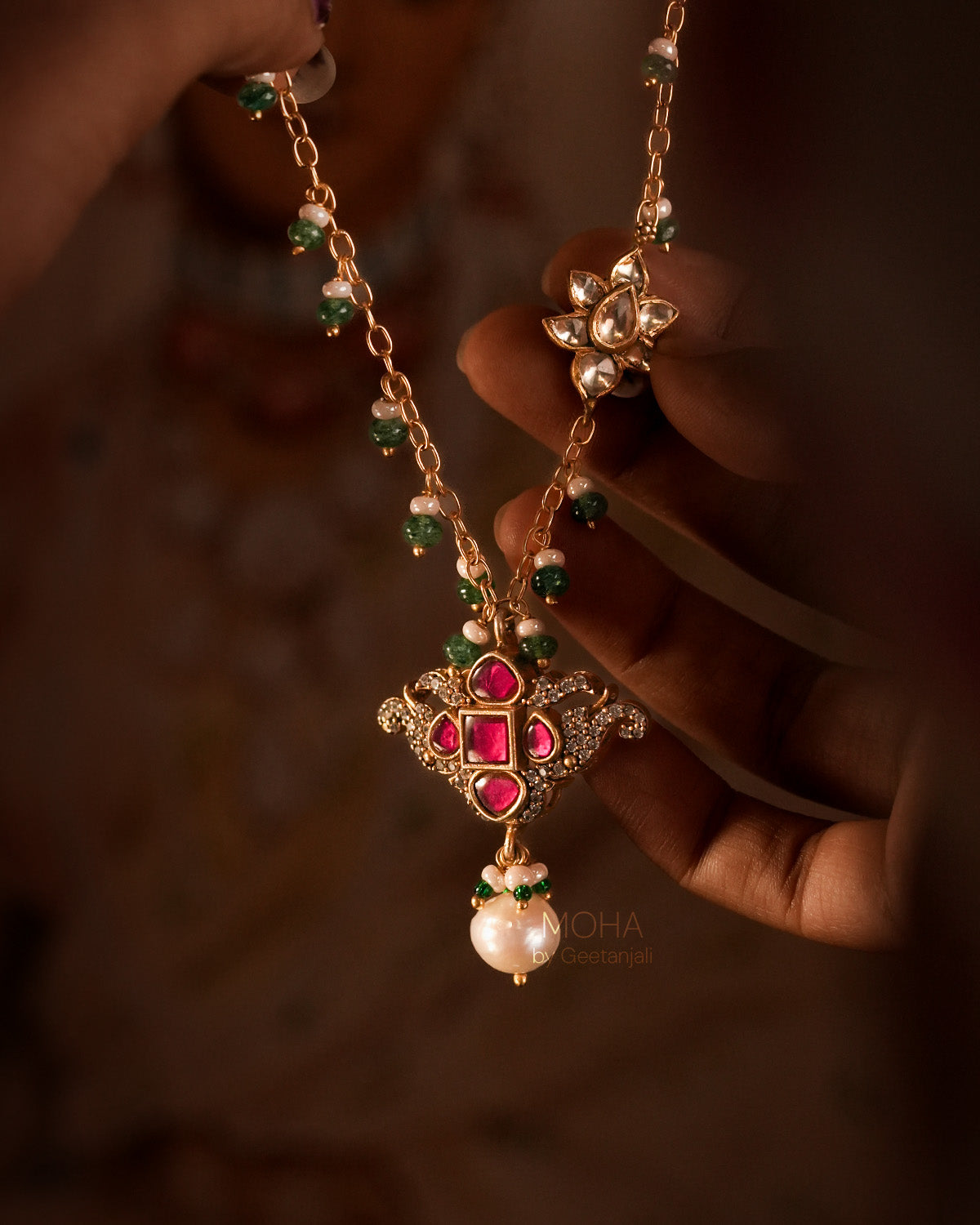 Mrinalini Silver Pendant with Chain by MOHA