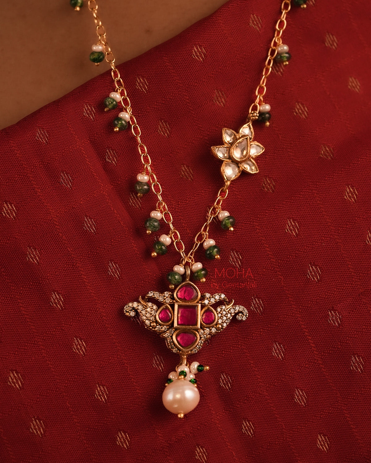 Mrinalini Silver Pendant with Chain by MOHA