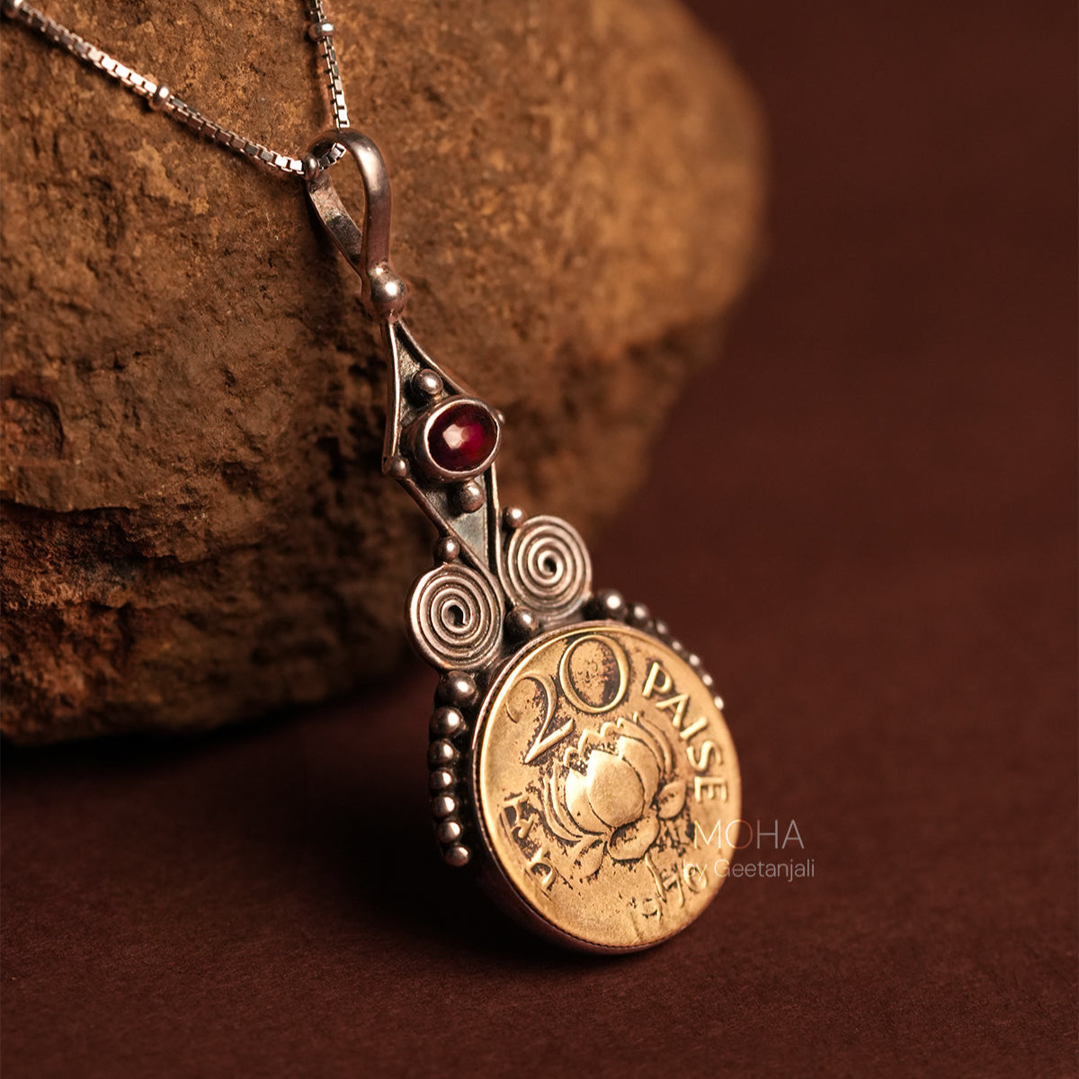Mudrika Silver Pendant with Chain by MOHA