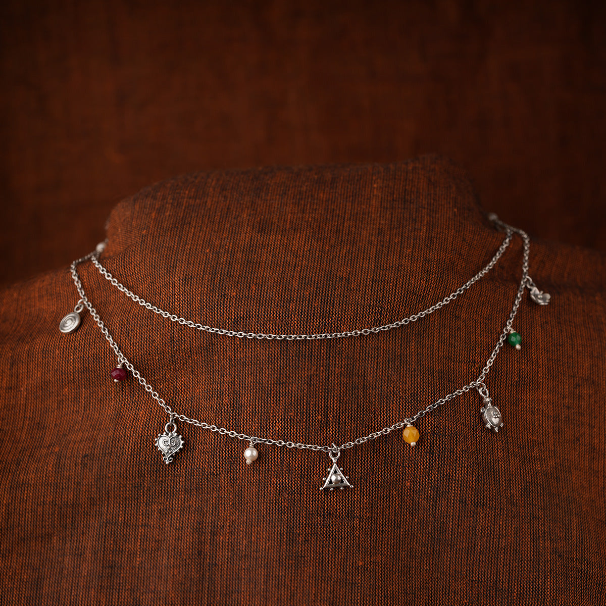 nakshatra silver charms necklace by moha