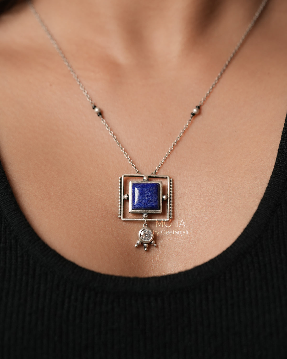 Nayra Silver Pendant with Chain by MOHA