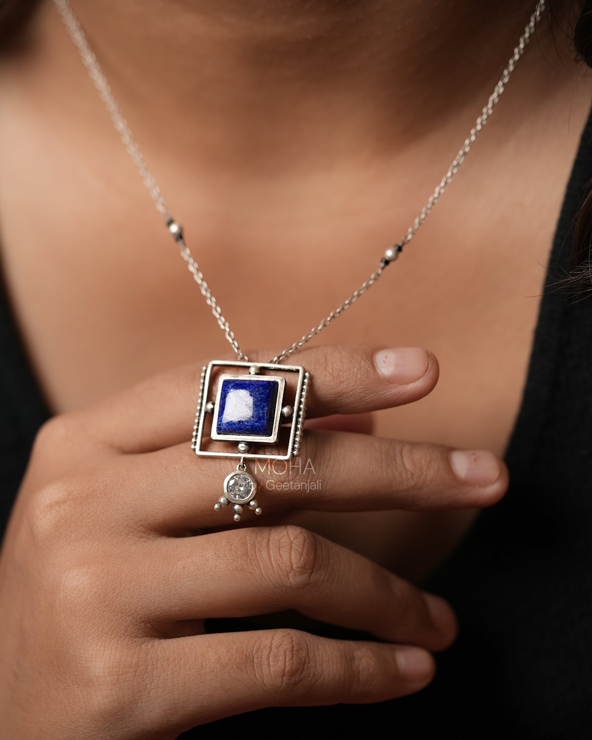 Nayra Silver Pendant with Chain by MOHA