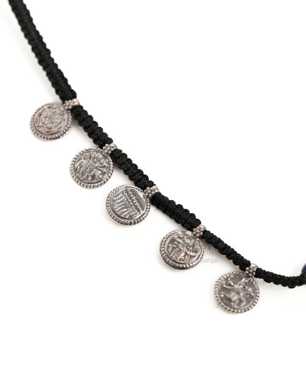 Neela Lapis Lazuli Silver Coin Necklace by Moha