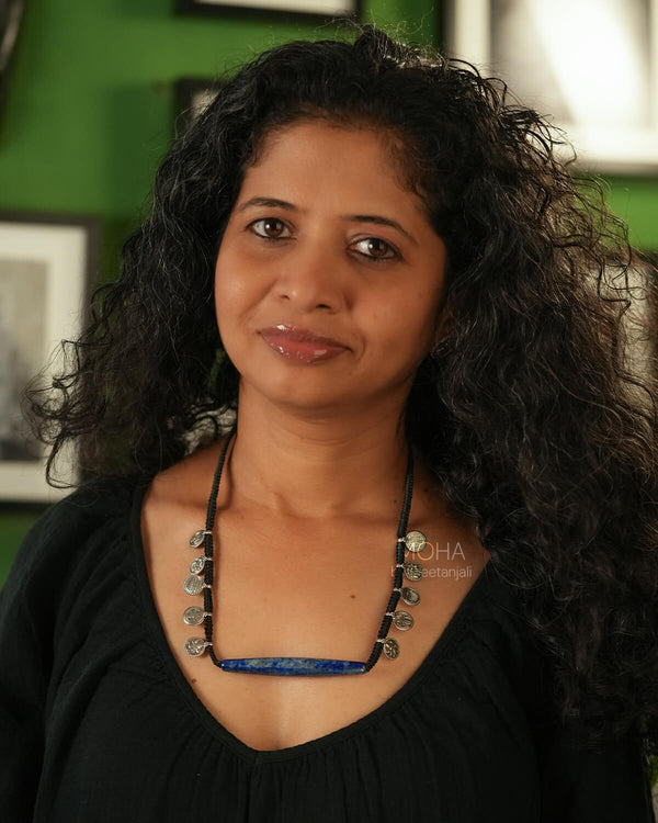 Neela Lapis Lazuli Silver Coin Necklace by Moha