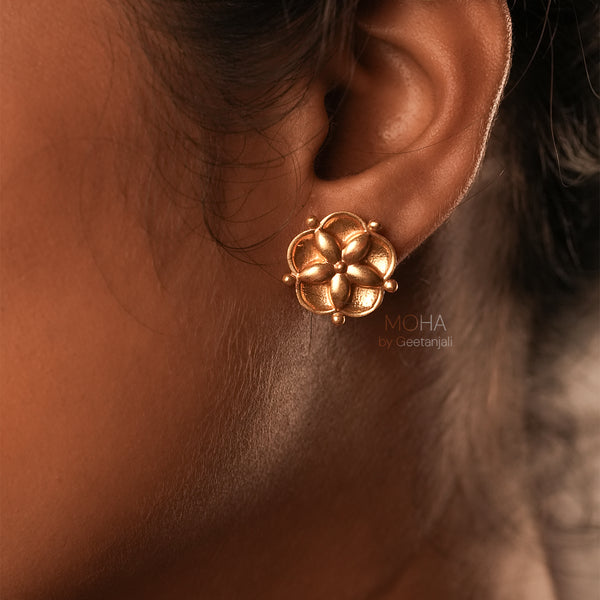 Nilaya Silver Stud Earrings by MOHA (Gold Plated)