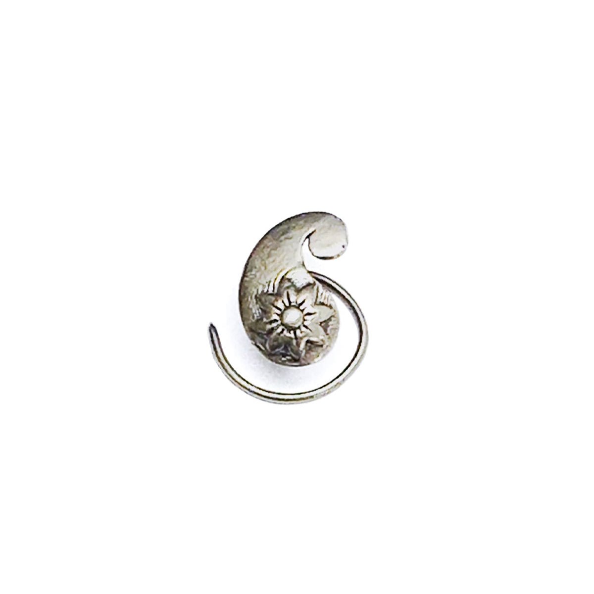 Paisley silver Nose pin, Pierced by MOHA