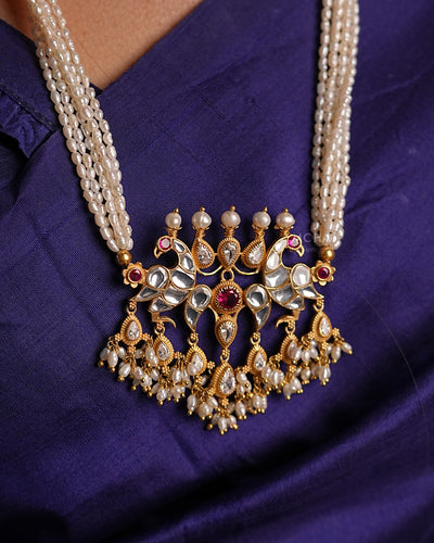 Peacock Tanmani Gold Plated Necklace by MOHA