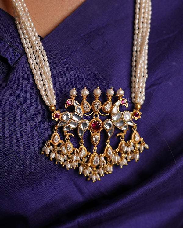Peacock Tanmani Gold Plated Necklace by MOHA