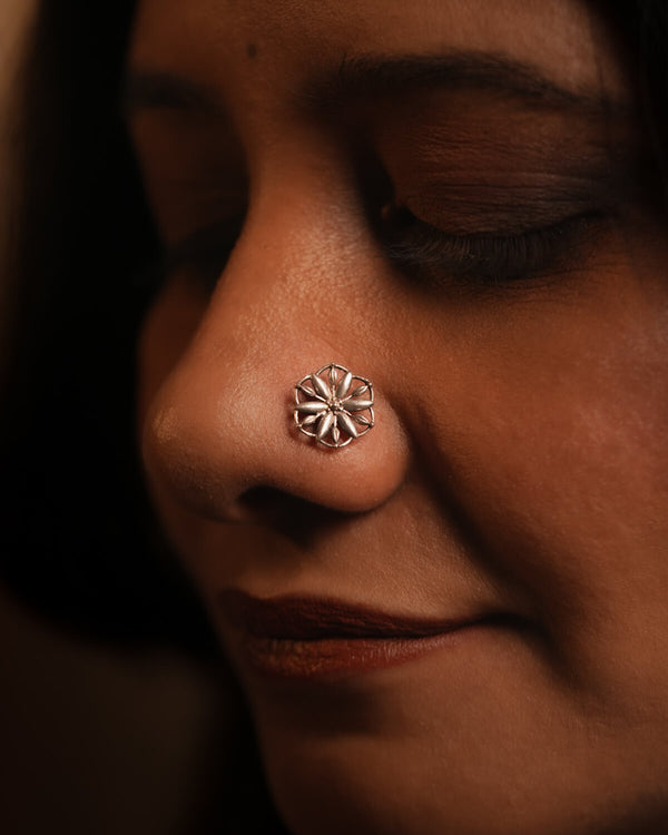 Phool Chakra Silver Nosepin by MOHA