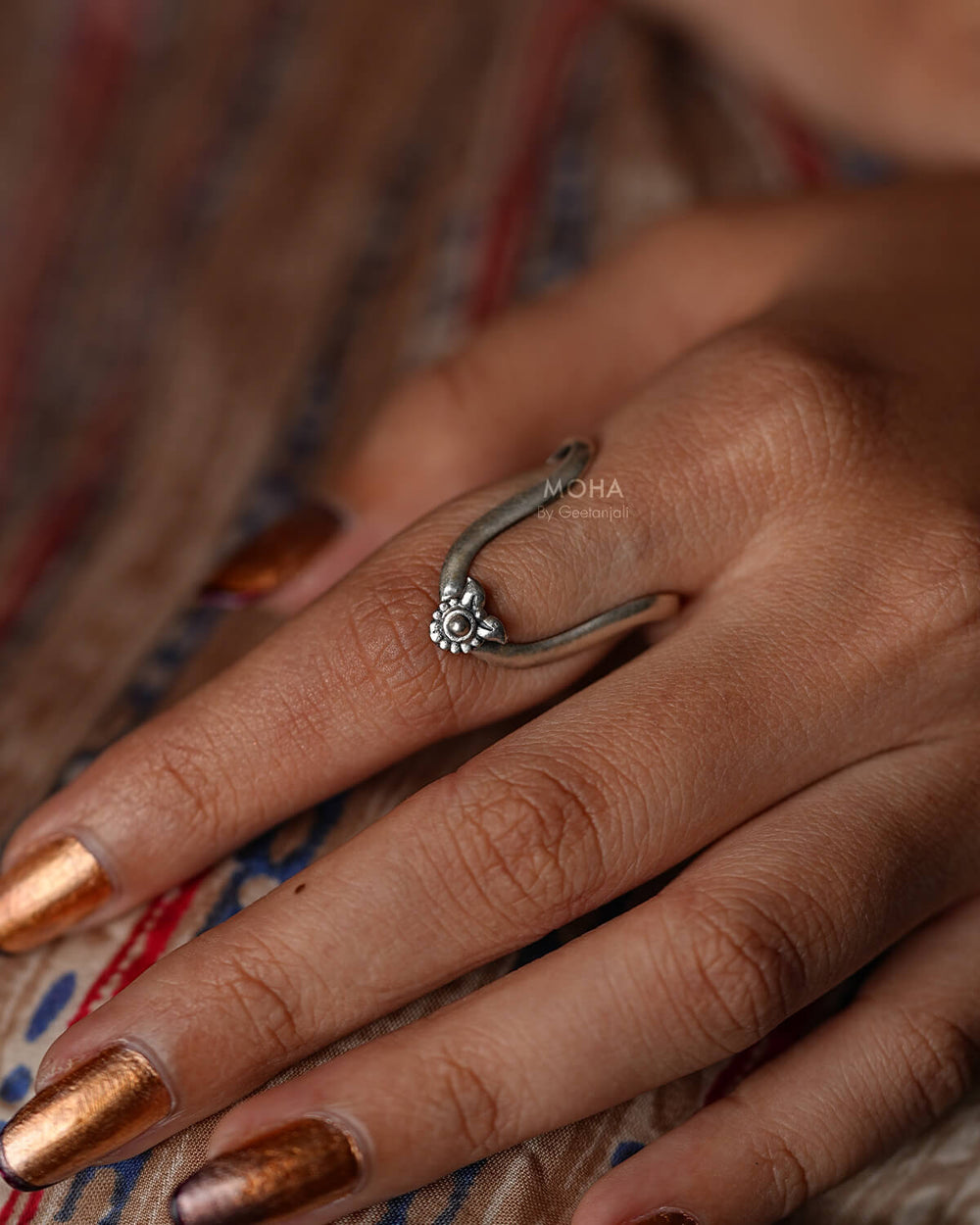 Phool Vanki Silver Finger Ring by Moha