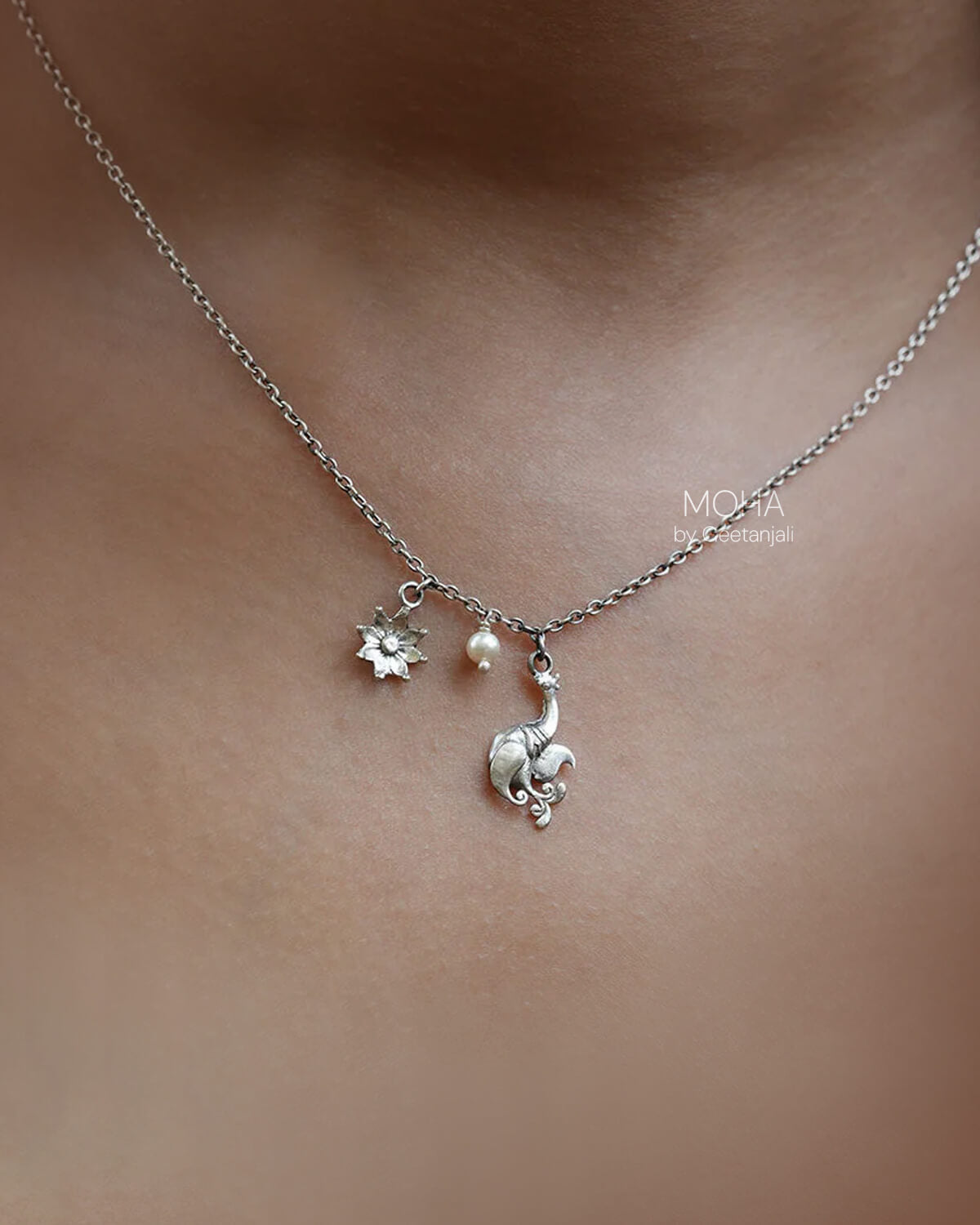 Pihu Charms Silver Necklace by MOHA