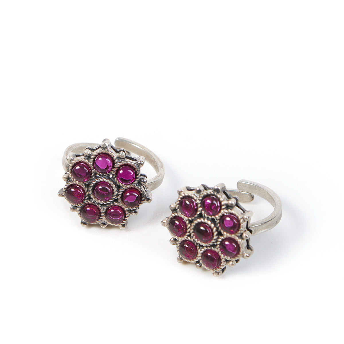 Adaa Pink Silver Toe Rings by MOHA