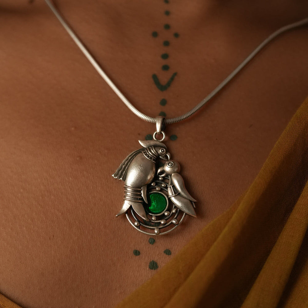 Prem Silver Pendant with chain by MOHA