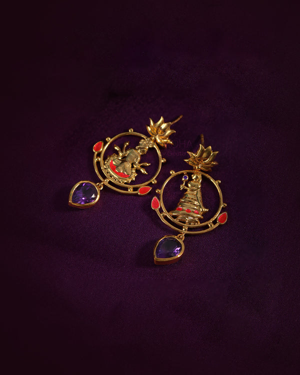 Radhe Shyam Amethyst Drop Silver Earrings By Moha