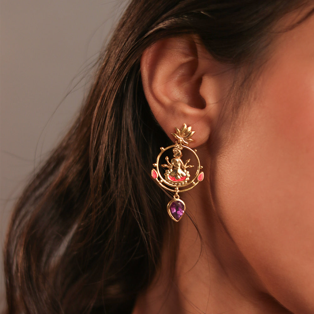 radhe shyam amethyst drop silver earrings by moha